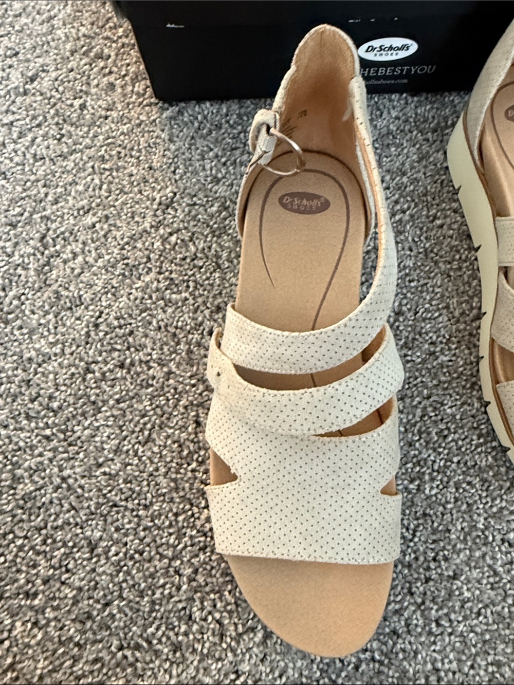 Dr. Scholl's Women's Tan Perforated Strappy Wedge Sandals - Picture 3 of 5